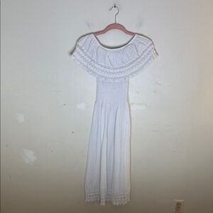 Seaspice Resortwear Elegant White Off-Shoulder Peruvian Cotton Dress Small